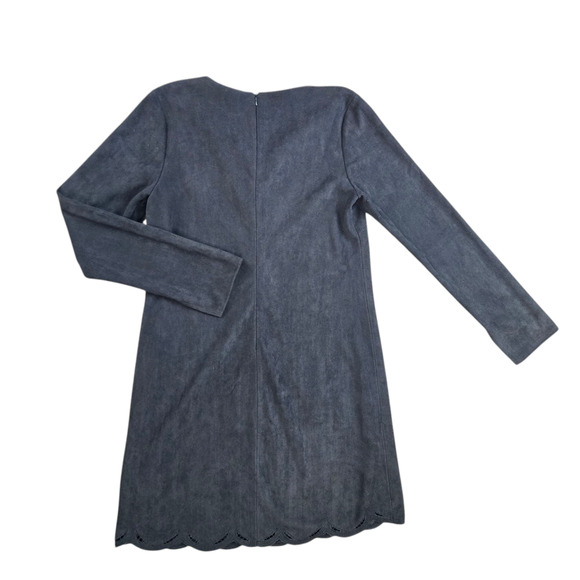 ASTR the Label Dark Gray Faux Suede Lace-Up Shift Dress Scalloped Hem Size Small - Picture 11 of 11